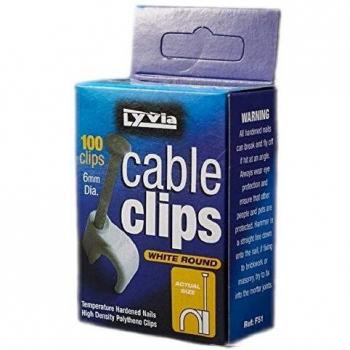 JDS Hardware 4mm White Round Cable Clips Box 100