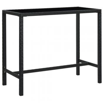 Tavolo Bar Esterno Nero 130x60x110 cm Polyrattan e Vetro