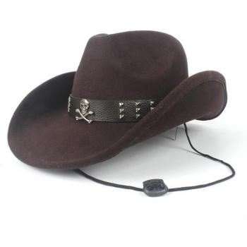 Sombrero Oeste Hueso Negro con Detalle de Cuerda