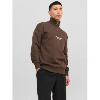 Jack & Jones Sudadera Marrón con Media Cremallera - M