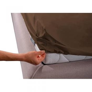 Lenzuola Singola Marrone con Angoli, 100% Cotone