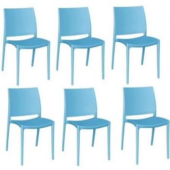 Sedie sala da pranzo set altea in plastica colore azzurro modello confort x 6