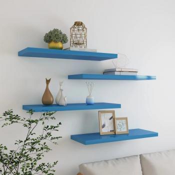 Scaffali a Parete Blu in MDF 4 pz 80x23,5x3,8 cm