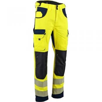 Pantalón Seguridad Laboral LMA T42 Azul Marino y Amarillo Brillante con Bolsillos en Rodillas
