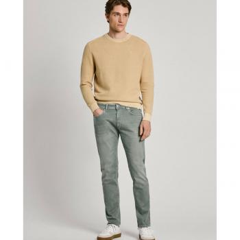 Vaquero Taper Fit Pepe Jeans Verde Claro Efecto Desgastado para Hombre