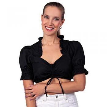 Dirndlbluse Bluse schwarz mit Schnürung