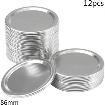 Mason Jar Deksels en Bands - RVS 10-pack Regelmatige Mond (Zilver)