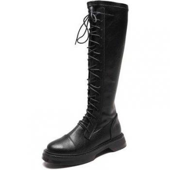 Ann Knight Black Retro Boots for Women with Thin Tubes and Thicker Soles