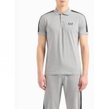 Gris Polo EA7 Hombre Logo en Algodón