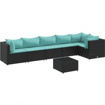 Salon de jardin modulable 7 pcs noir avec coussins