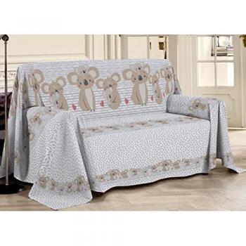 Telo Arredo Multiuso Linea Pensieri Delicati In Cotone Disegno Koala Family, misura Singolo colore Grigio