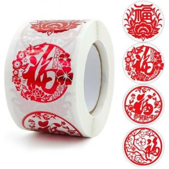 2022 500pcs Lunar New Year Stickers Lucky Character Seal Labels