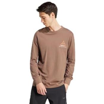 Adidas Originals Mens Adventure Graphic Long Sleeve Tee – Brown Cotton, Large