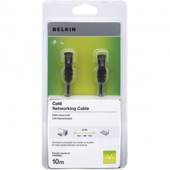 Cable Ethernet Belkin Cat5e - 10 metros, Cat6, Snagless, negro