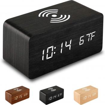 LED Digital Alarm Clock with Wireless Charging