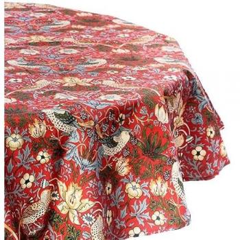 William Morris Strawberry Thief Red Circular Tablecloth