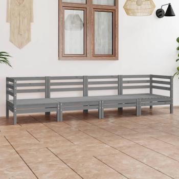 4-Piece Garden Lounge Set in Gray, Solid Pinewood, Vidaxl