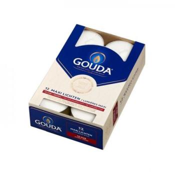 Gouda MaxiLight Kerze 10 Std., 12‑faches Pack, weiß