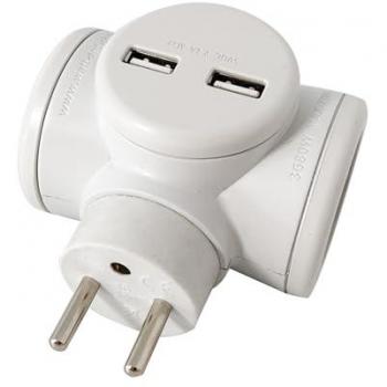 Biplite rotative Watt&Co 2 x 16 A Blanc