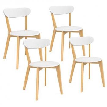 Sedie Freja 4x Bianco + Legno