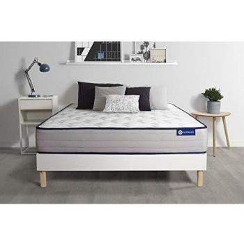 Matelas Latex et Mousse à mémoire de forme Actilatex Form 90x200 cm, 5 zones, sommier kit blanc – Épaisseur 22 cm, Confort ferme