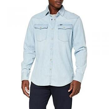 G-Star Raw - Camisa de denim suave para hombres, azul, corte recto