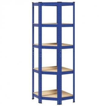 VidaXL 5-Layer Corner Shelf Blue Steel&Engineered Wood