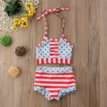 Girls Summer Geometric Swimwear