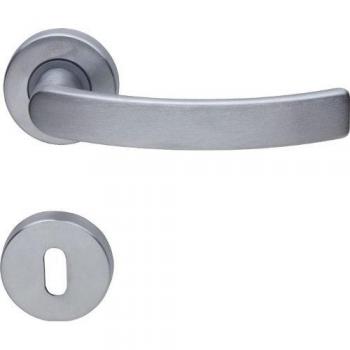 Maniglia con Rosetta per Porta in Ottone Satinato Cromato modello Idea 1 Coppia
