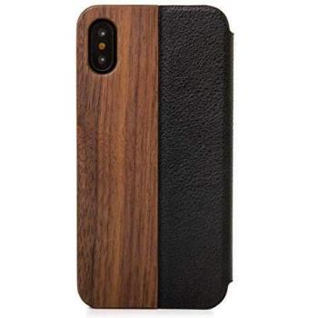 Woodcessories – Funda de Madera Real para iPhone X/XS, EcoFlip Case (Nogal)