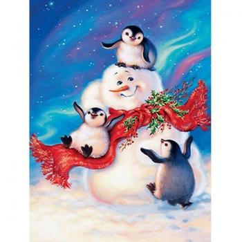 Broderia a Diamo con Diamanti Uomo di Neve e Pinguino