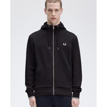 Fred Perry Black Hooded Zip Sweatshirt, Size 3XL