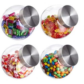Set di 8 Barattoli in Vetro per Dolcetti 1,5 Litri con Coperchio Inossidabile