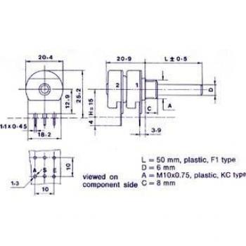 Stereo Log Potentiometer 22K Ohm