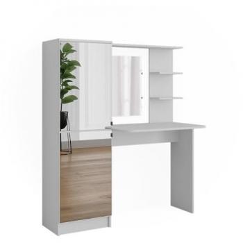 Tavolo da toilette Jasmin, Bianco, 123 cm con specchio
