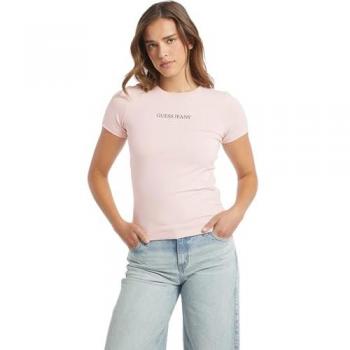 Guess Jeans Maglietta a Maniche Corte Slim Logo Rosso