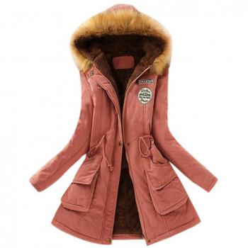 Xinan Chaqueta larga con capucha mujer caliente Abrigos largos de invierno Parka Outwear