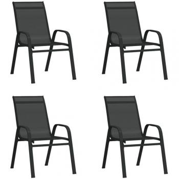 Stackable Garden Chairs Set of 4 Black Textilene vidaXL