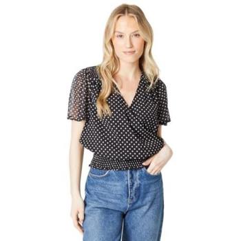 Black Spot Chiffon Wrap Dress