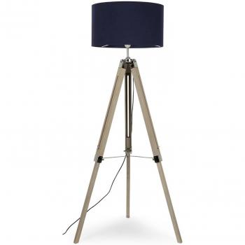 Navy Drum Shade Tripod Floor Lamp