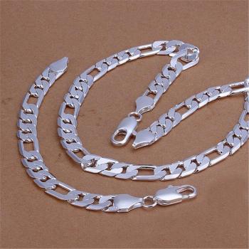 Ensemble de bijoux en argent sterling 925, bracelets et collier 12MM, 18-30 pouces
