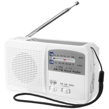 Solcellsdriven Vevradio med LED-lampa - FM, USB, Dynamo RD369