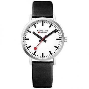 White Dial Classic Watch – Black Strap, 36mm – Unisex