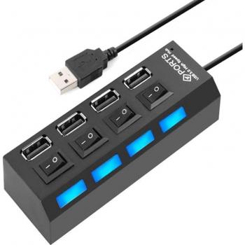 4-Port USB 2.0 Hub with LED and Switch Control