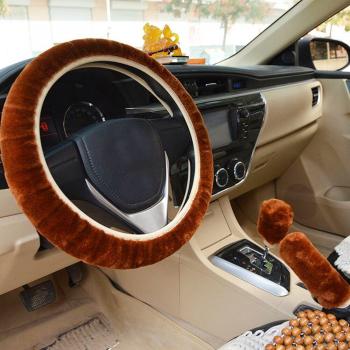 Set de fundas para volante y freno de mano de felpa suave - 3 piezas