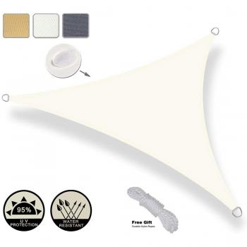 Toldo Vela de Sombra Triangular 3,6m Impermeable para Jardín Color Crema