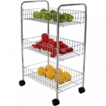 Carrito Multiuso de Cocina 3 Niveles Cromado