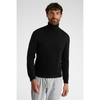 Black Merino Roll Neck Jumper