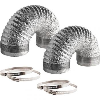 5'' Non-Insulated Flexible Aluminum Foil Ducting Dryer Vent Hose with 2 Clamps
