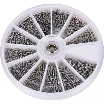 Set Completo de Herramientas para Relojes y Gafas – 600 Pequeños Tornillos en Caja, 12 Formas Diferentes